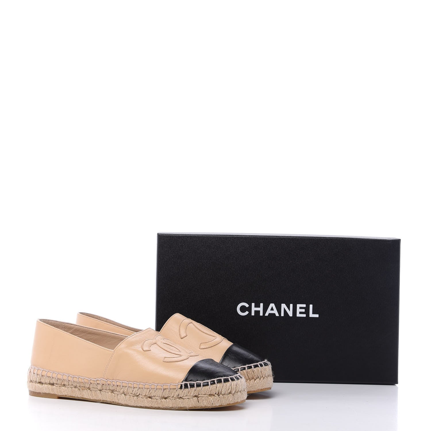 Chanel Lambskin CC Espadrilles 38 Beige Black 12 of 12