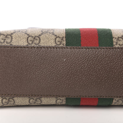Gucci GG Supreme Monogram Textured Dollar Calfskin Web Small Ophidia Dome Shoulder Bag Beige Ebony New Acero 10 of 12