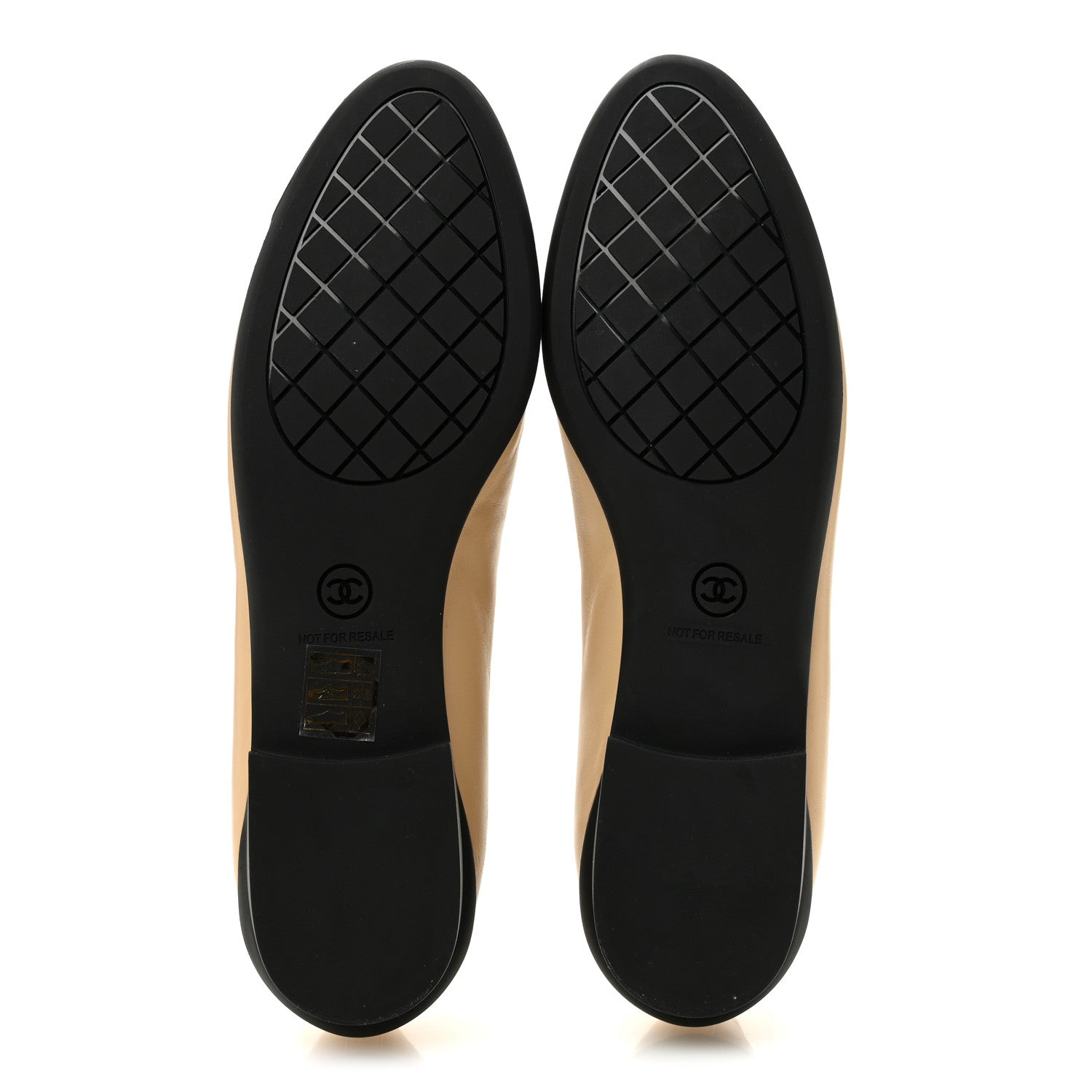 Chanel Lambskin Cap Toe CC Uniform Ballerina Flats 40 Beige Black 6 of 9