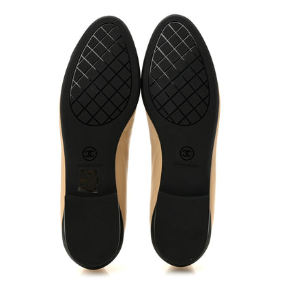 Chanel Lambskin Cap Toe CC Uniform Ballerina Flats 40 Beige Black 6 of 9