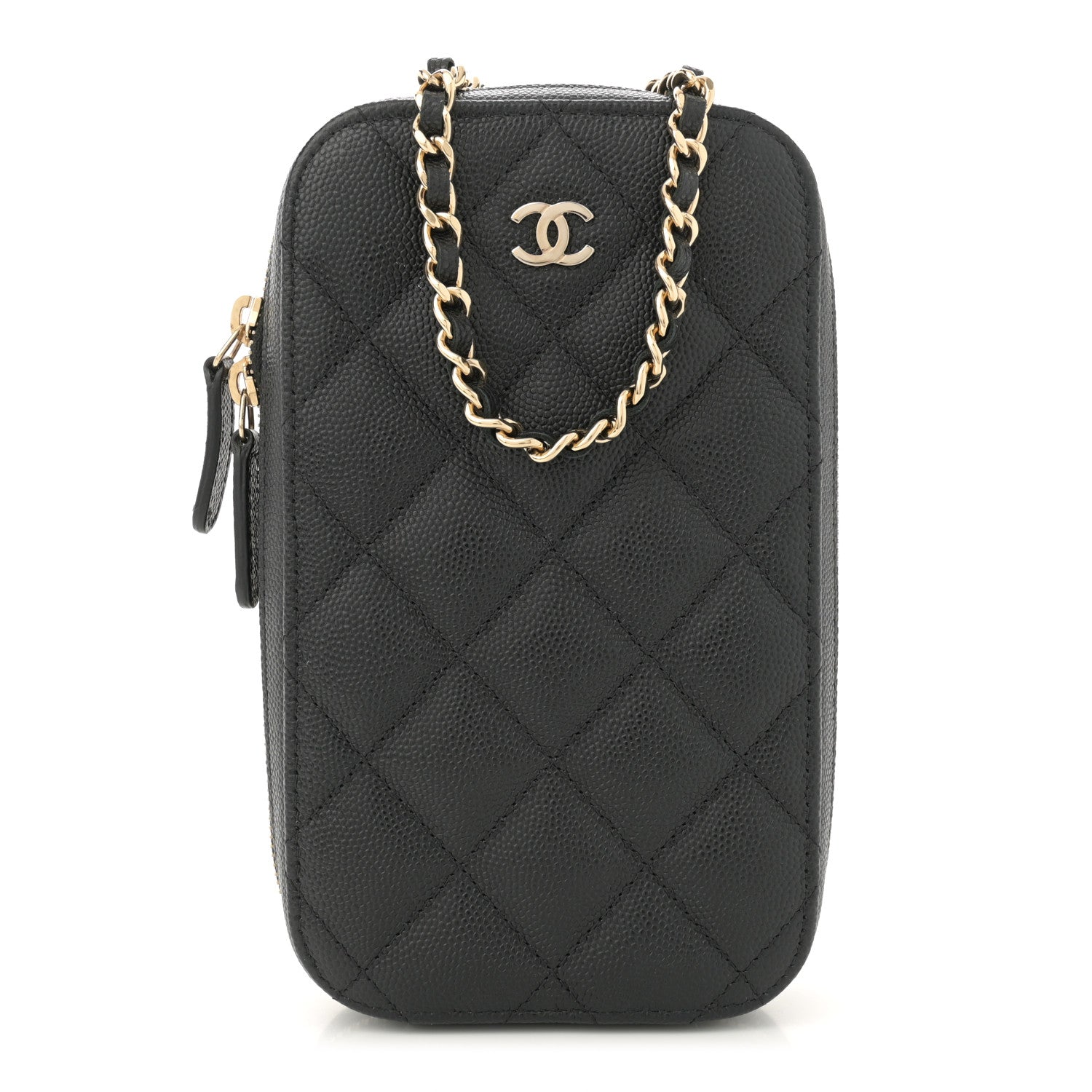 Chanel Caviar Quilted Phone Holder Wallet On Chain WOC Black 1 of 11