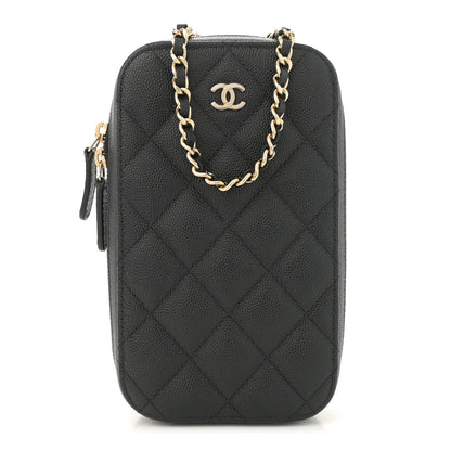 Chanel Caviar Quilted Phone Holder Wallet On Chain WOC Black 1 of 11