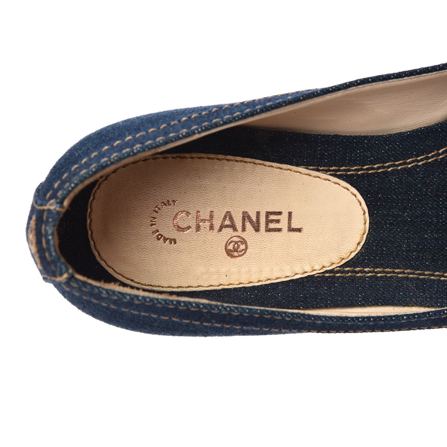 Chanel Denim Camellia Ballerina Flats 37 Navy Blue 8 of 13