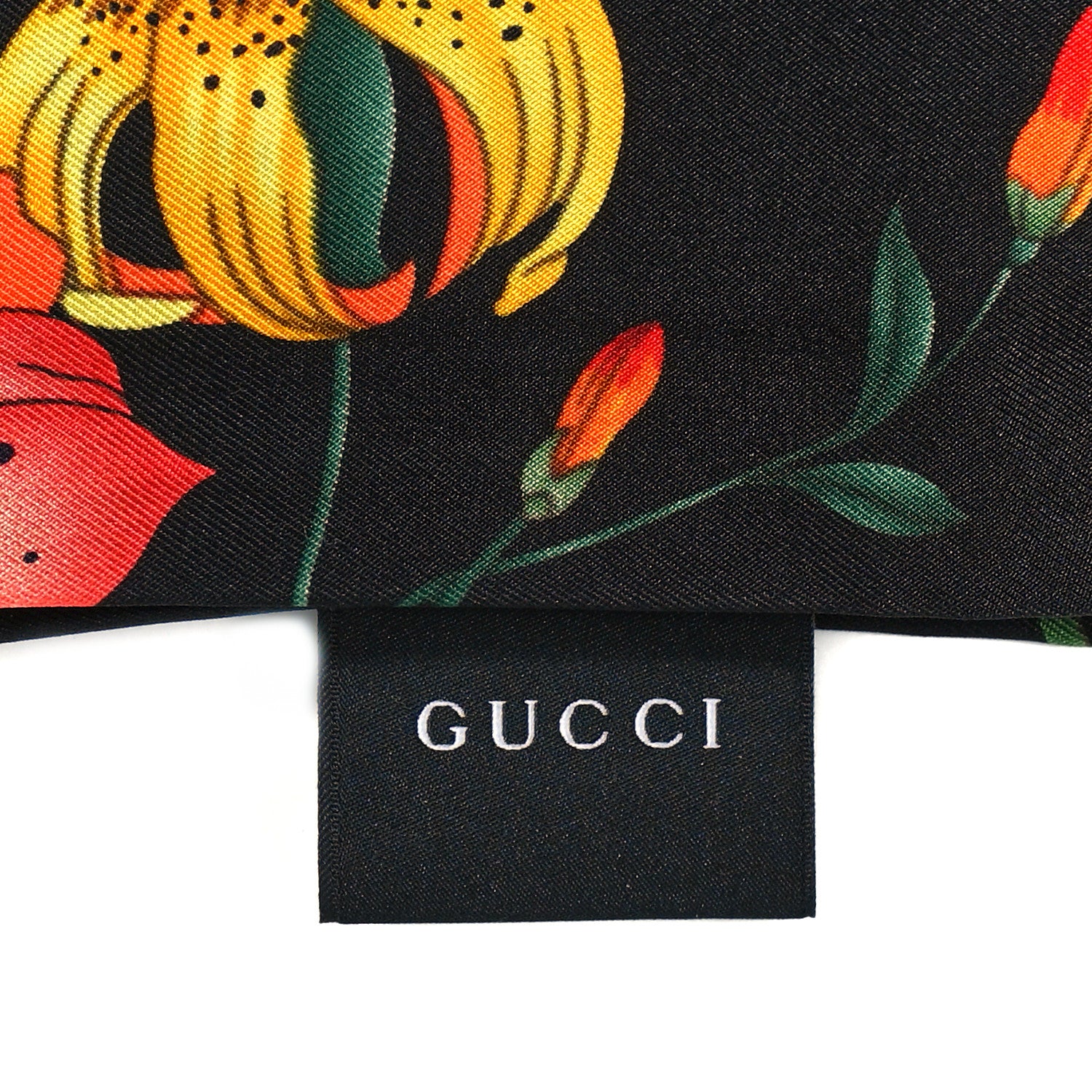 Gucci Silk Twill Flora Beauty Square Scarf Black 3 of 4