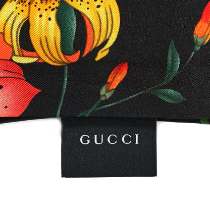 Gucci Silk Twill Flora Beauty Square Scarf Black 3 of 4
