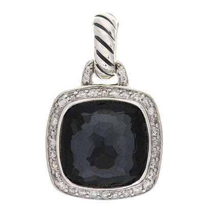 David Yurman Sterling Silver Black Orchid Diamond 11mm Albion Enhancer Pendant 1 of 3