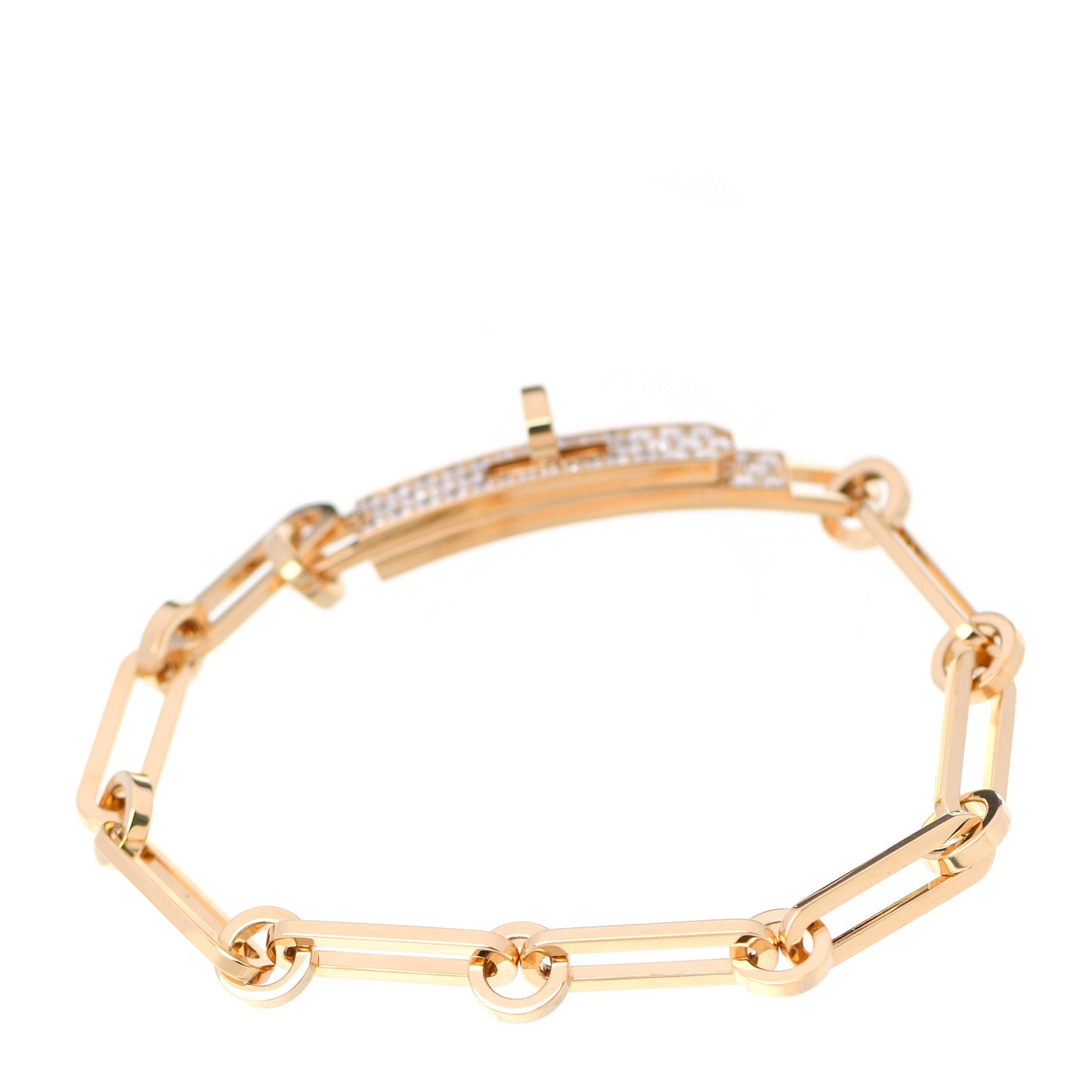 18K Yellow Gold Diamond Pave PM Kelly Chaine Bracelet SH
