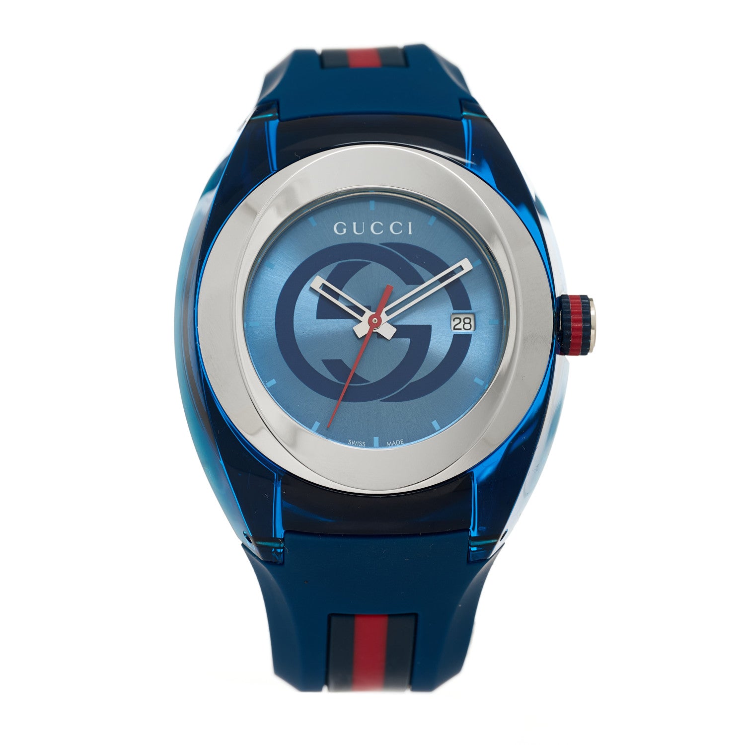 Gucci Stainless Steel Rubber 46mm Sync Web Quartz Watch Blue 1 of 4