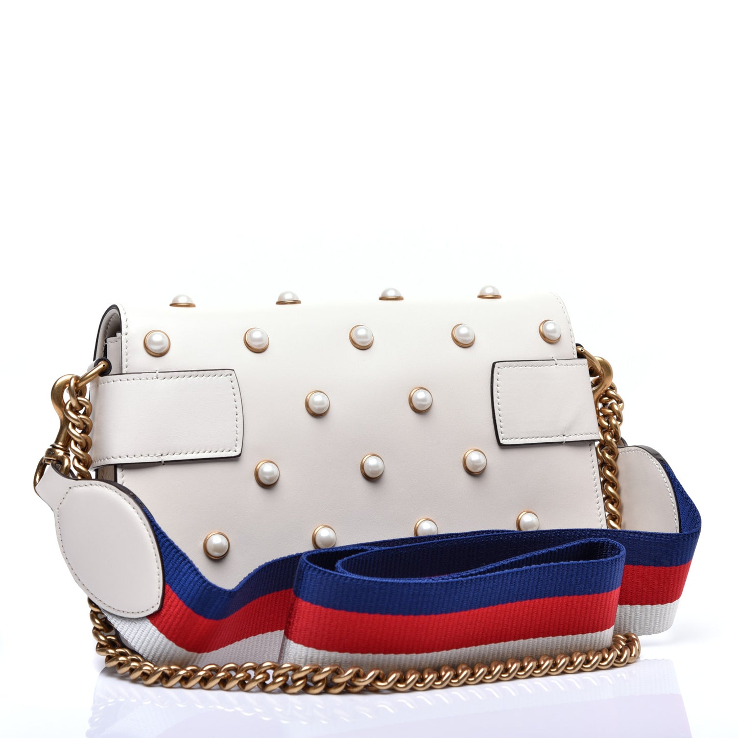 Nappa Pearl Studded Mini Queen Margaret Broadway Shoulder Bag Mystic White