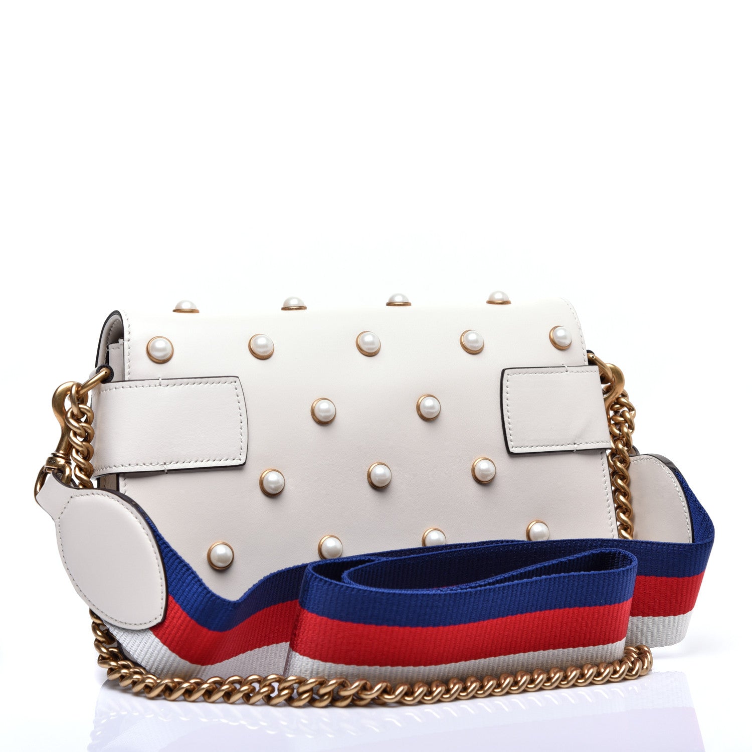 Gucci Nappa Pearl Studded Mini Queen Margaret Broadway Shoulder Bag Mystic White 3 of 11