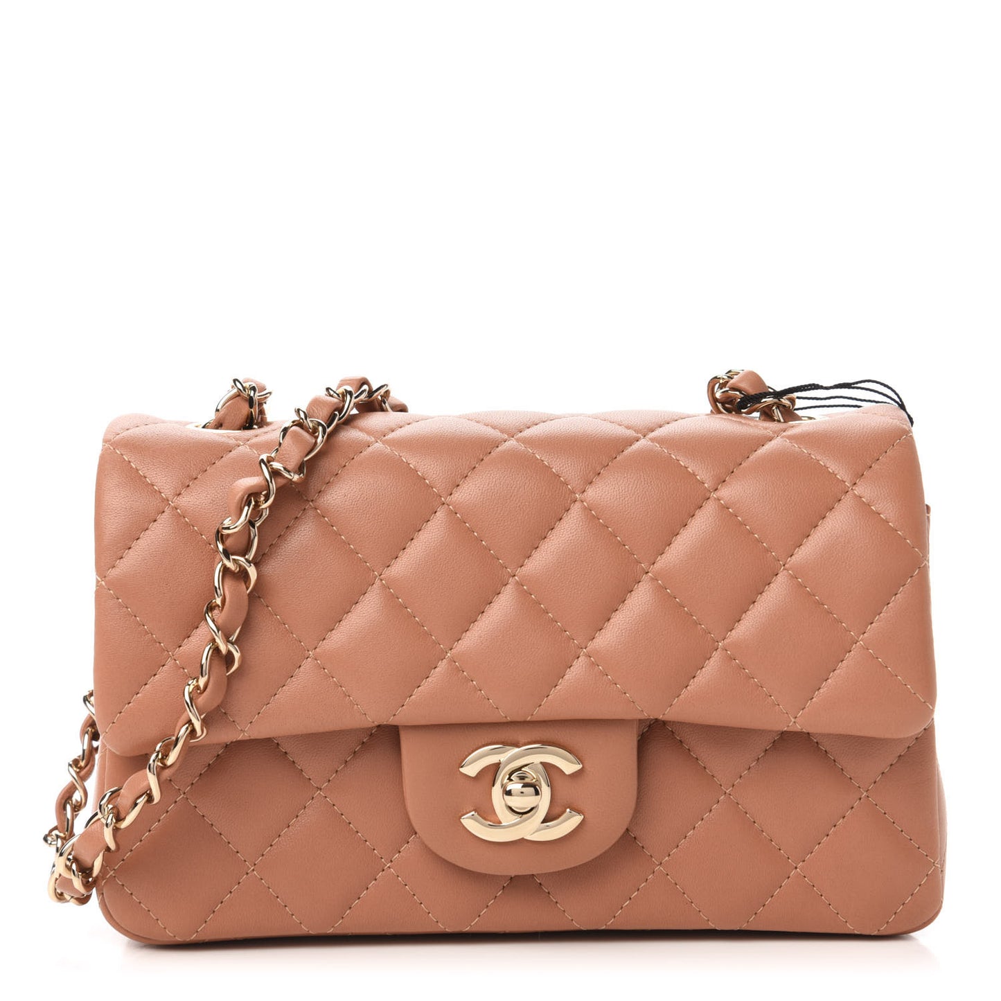 Lambskin Quilted Mini Rectangular Flap Brown