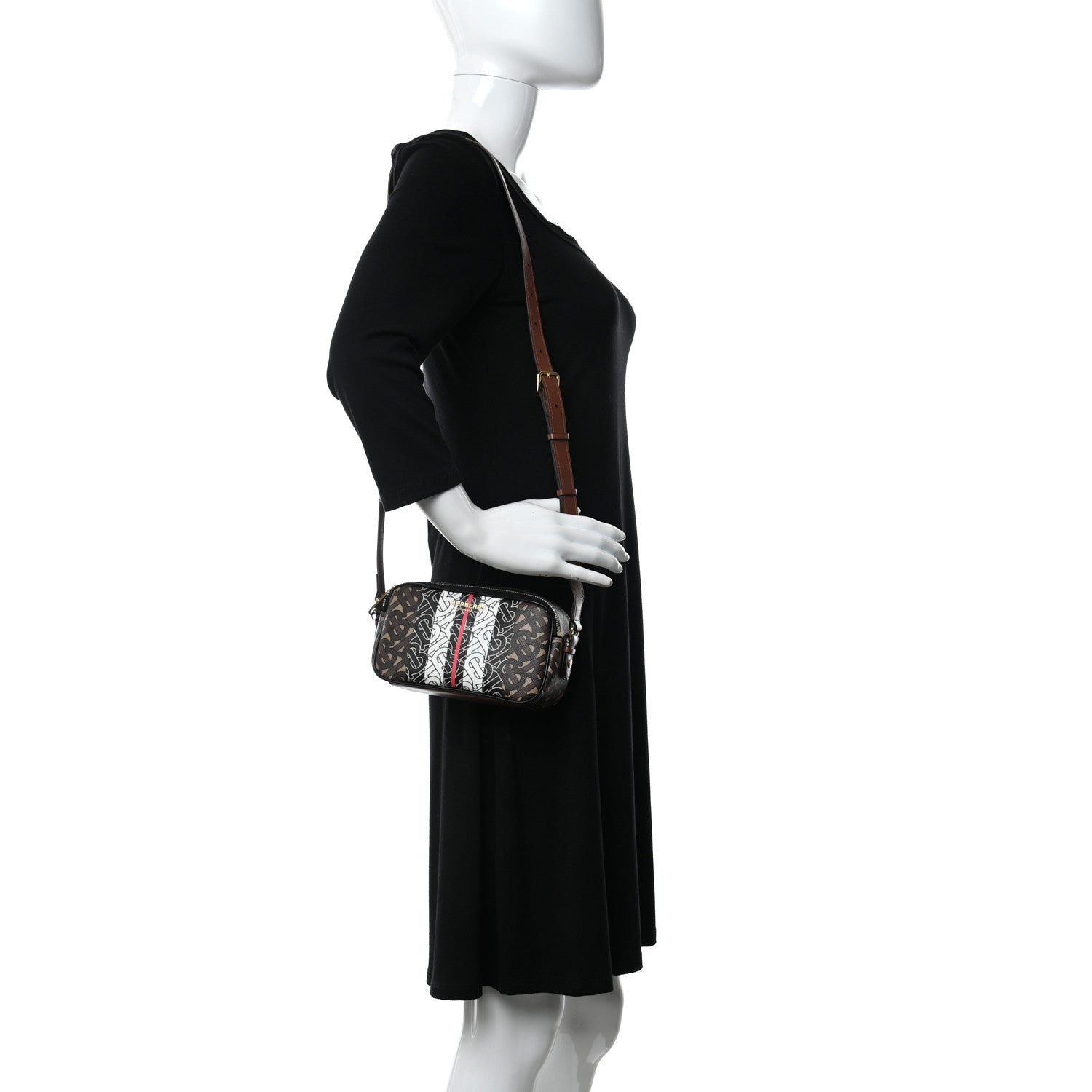 Burberry E-Canvas Monogram Stripe Micro Camera Bag Bridle Brown 3 of 10