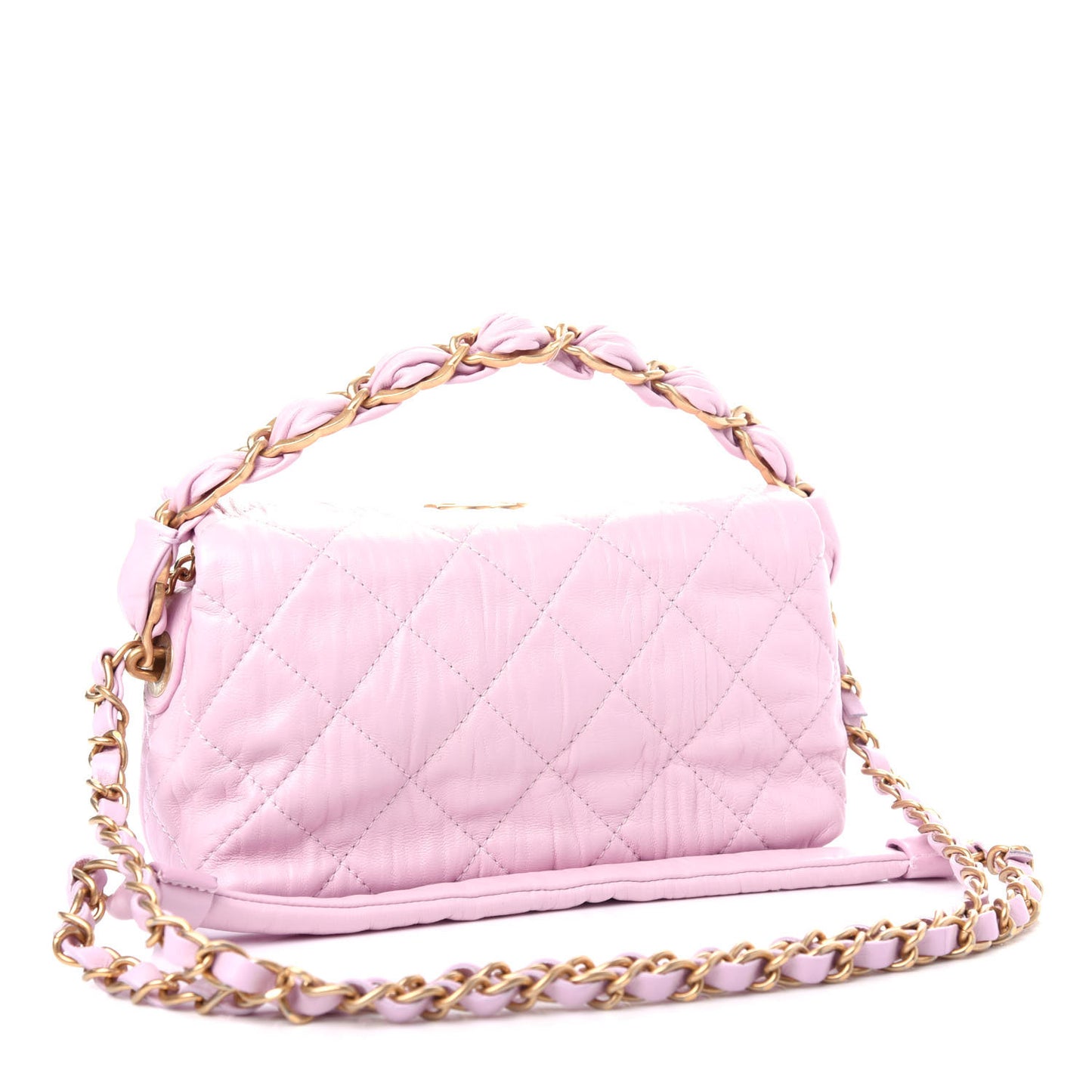 Crumpled Lambskin Quilted Small CC Links Shoulder Bag Pink