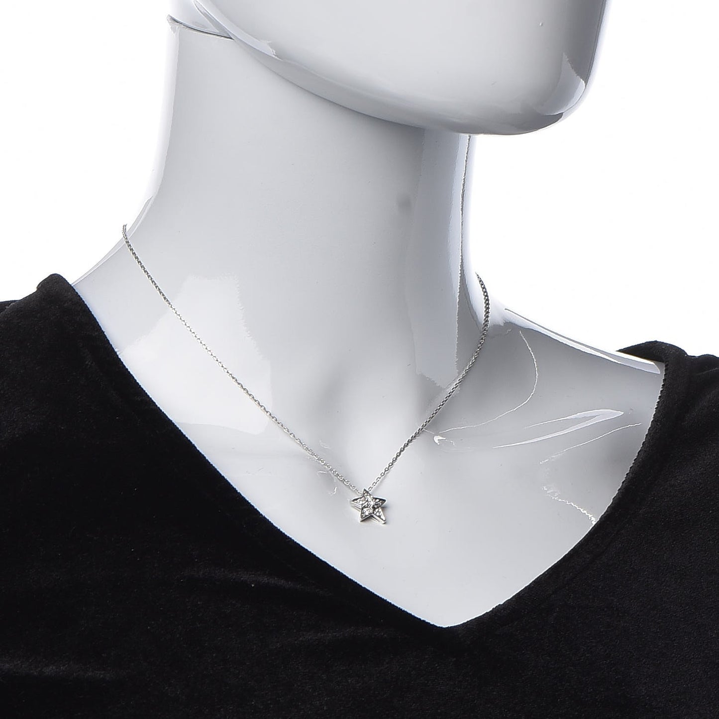 18K White Gold Diamond Small Comete Geode Pendant Necklace