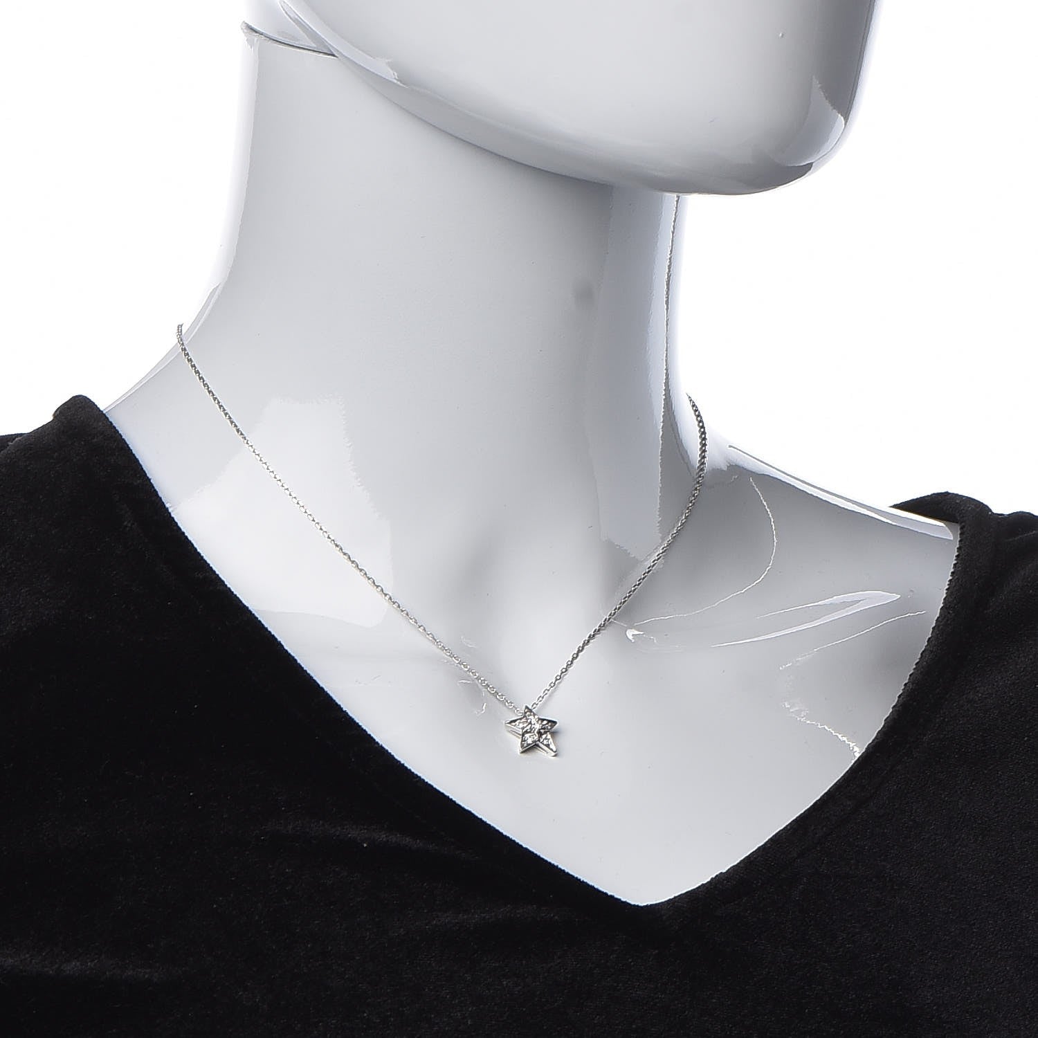 Chanel 18K White Gold Diamond Small Comete Geode Pendant Necklace 8 of 12