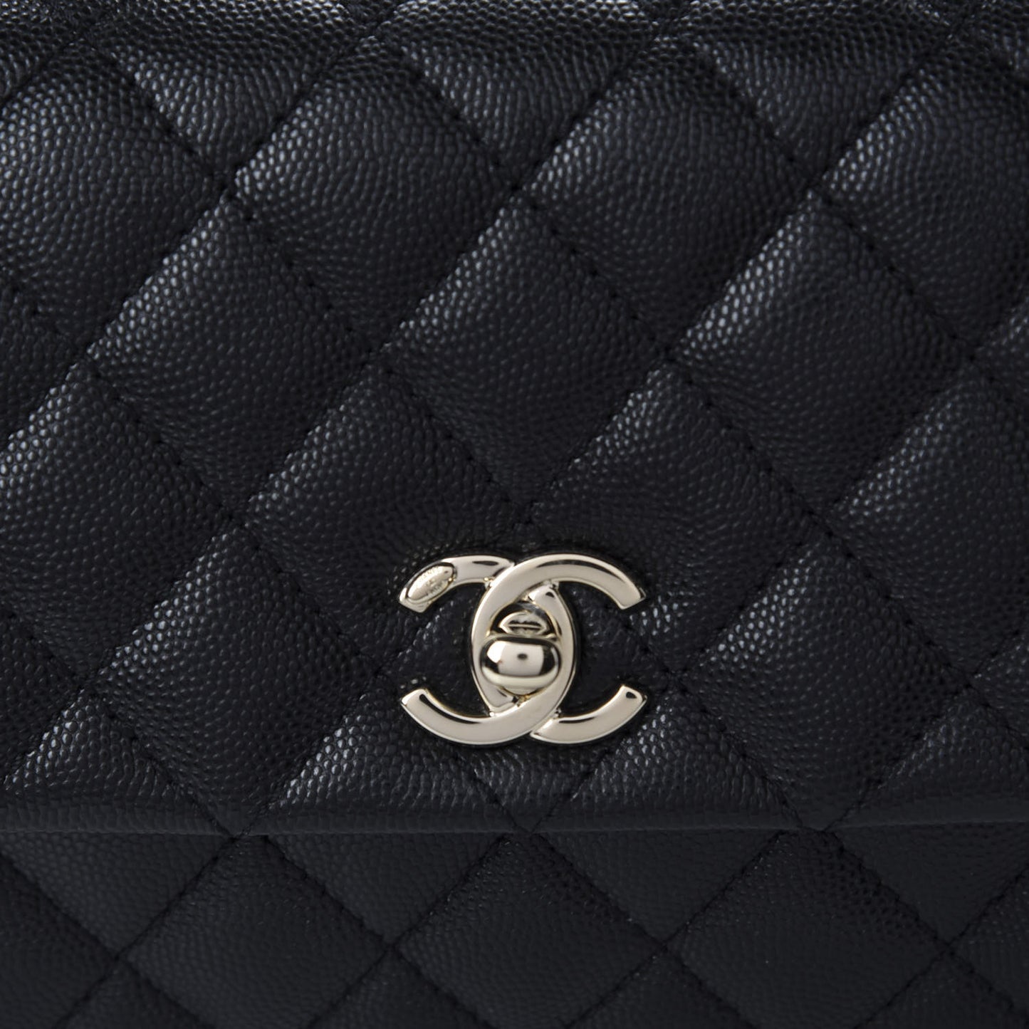 Caviar Quilted Mini Coco Handle Flap Black