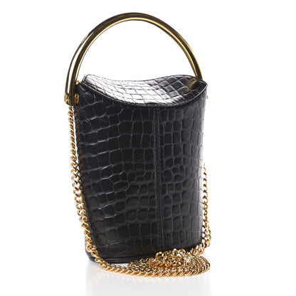 Stella McCartney Embossed Crocodile Effect Bucket Bag Black 4 of 10
