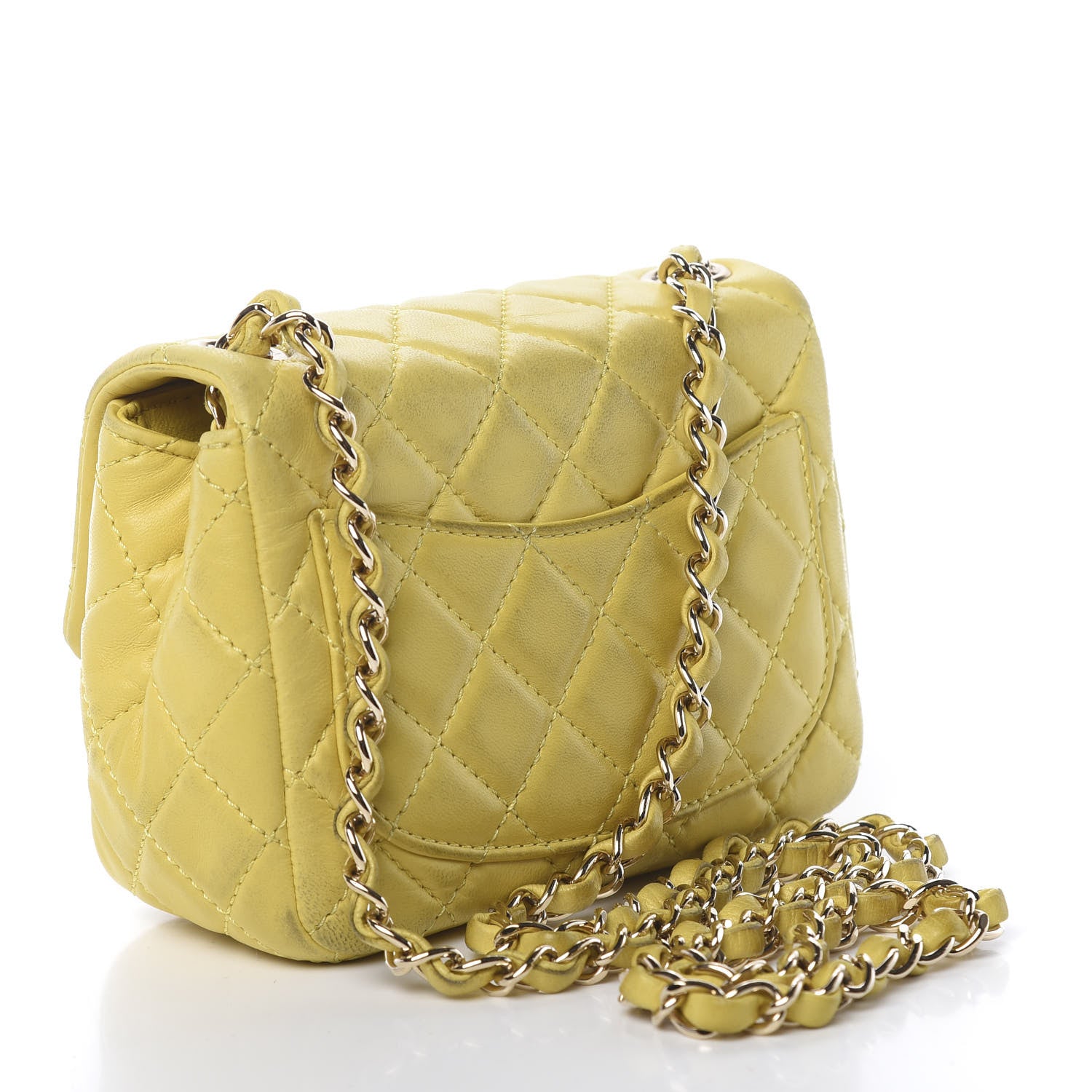 Chanel Lambskin Quilted Mini Square Flap Yellow 3 of 19