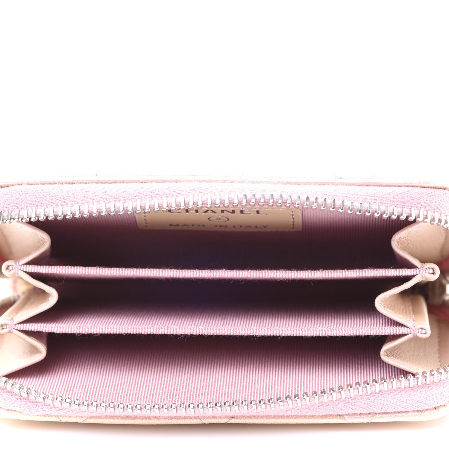 Chanel Iridescent Calfskin Quilted Zip Coin Purse Wallet Pink 5 of 8