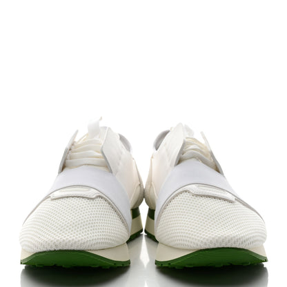 Balenciaga Calfskin Neoprene Mesh Suede Mens Race Runner Sneakers 44 White Green 2 of 9