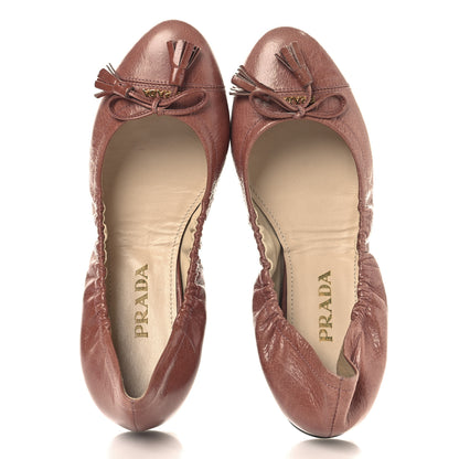 Prada Vitello Shine Ballet Bow Flats 36 Antico 2 of 10