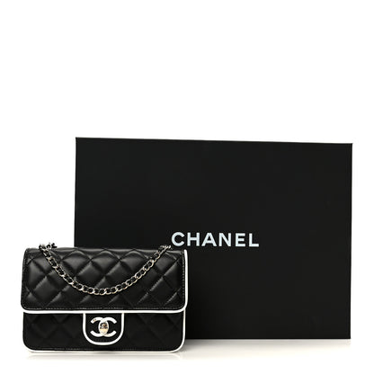 Chanel Lambskin Quilted Resin CC Mini Flap Bag Black White 12 of 12