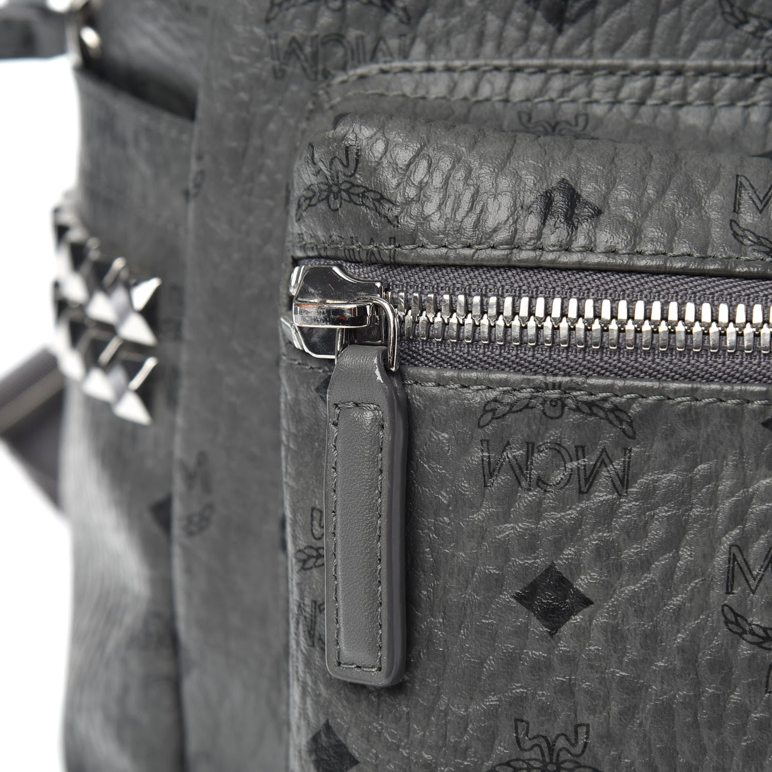 MCM Visetos Side Stud Medium Stark Backpack Grey 12 of 12