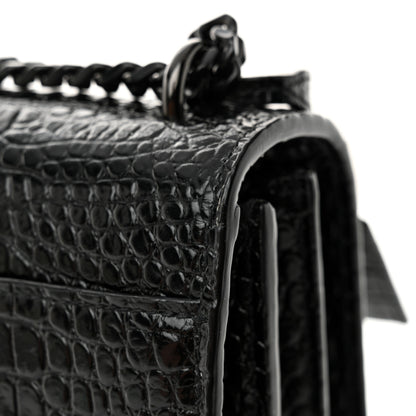 Saint Laurent Calfskin Crocodile Embossed Medium Monochrome Monogram Sunset Black 11 of 14