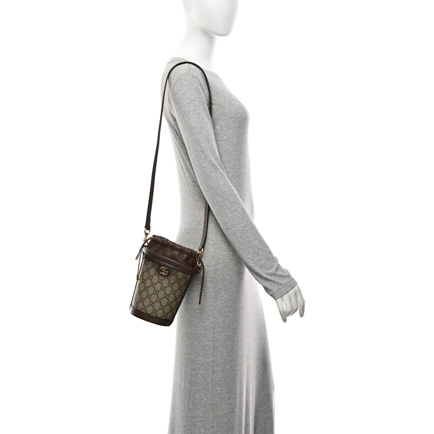 Gucci GG Supreme Monogram Ophidia Mini Bucket Bag Beige Ebony 2 of 10
