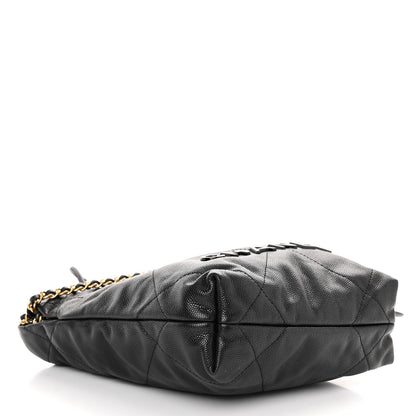 Chanel Shiny Caviar Quilted Monochrome Mini Chanel 22 Black 4 of 10