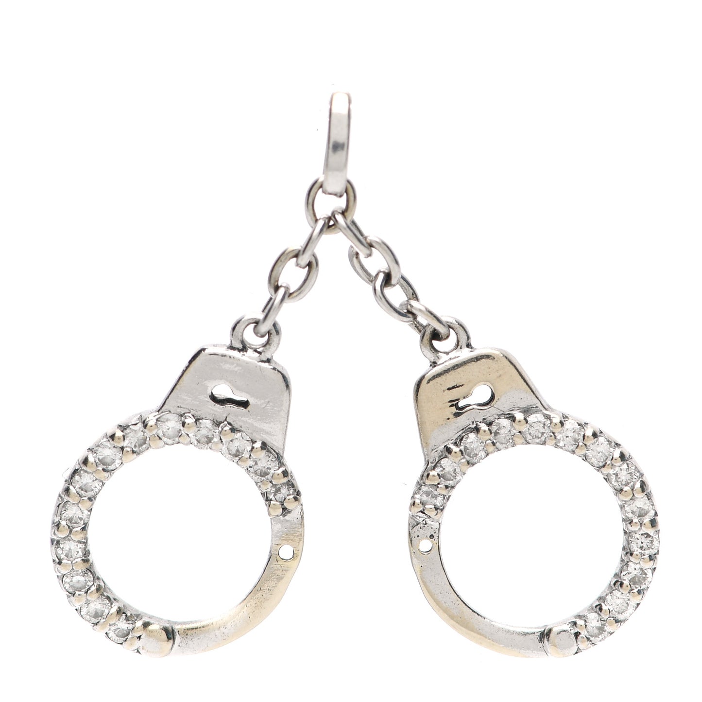 18K White Gold Diamond Handcuff Charm