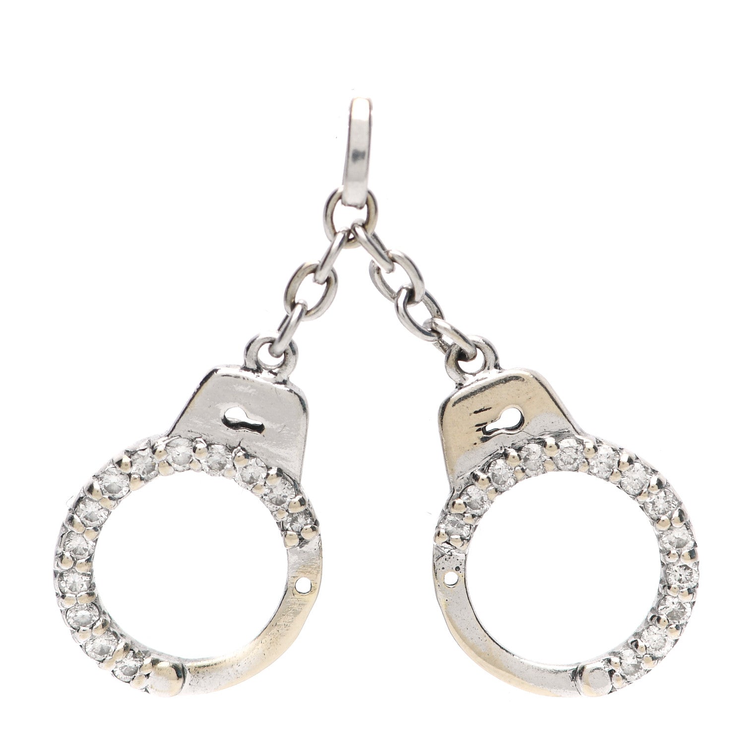 Roberto Coin 18K White Gold Diamond Handcuff Charm 1 of 3