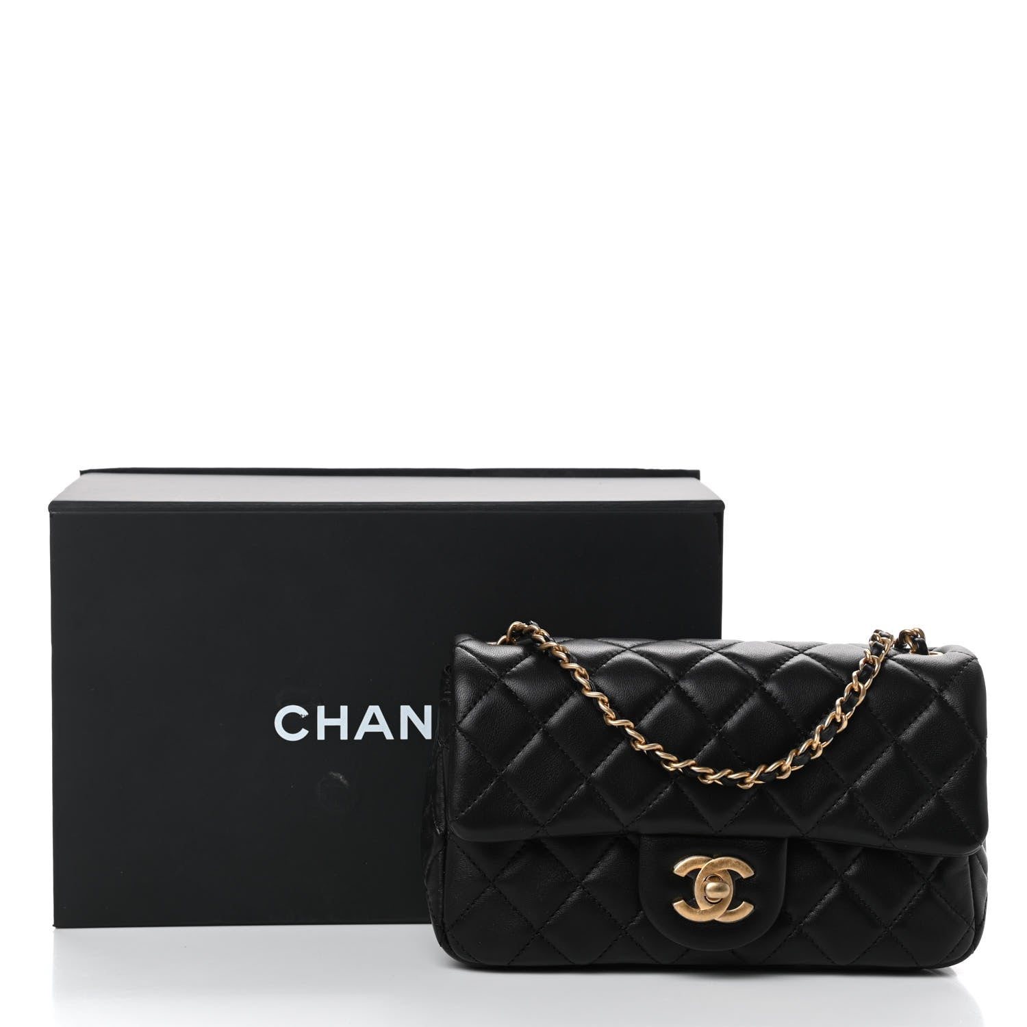 Chanel Lambskin Quilted Mini Rectangular Pearl Crush Flap Black 10 of 10