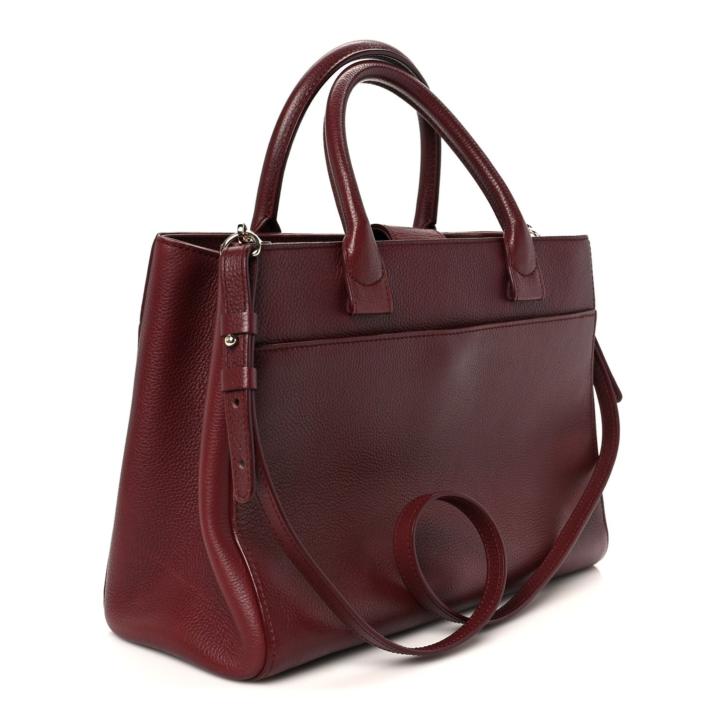 Grained Calfskin Small Neo Executive Shopper Tote Burgundy