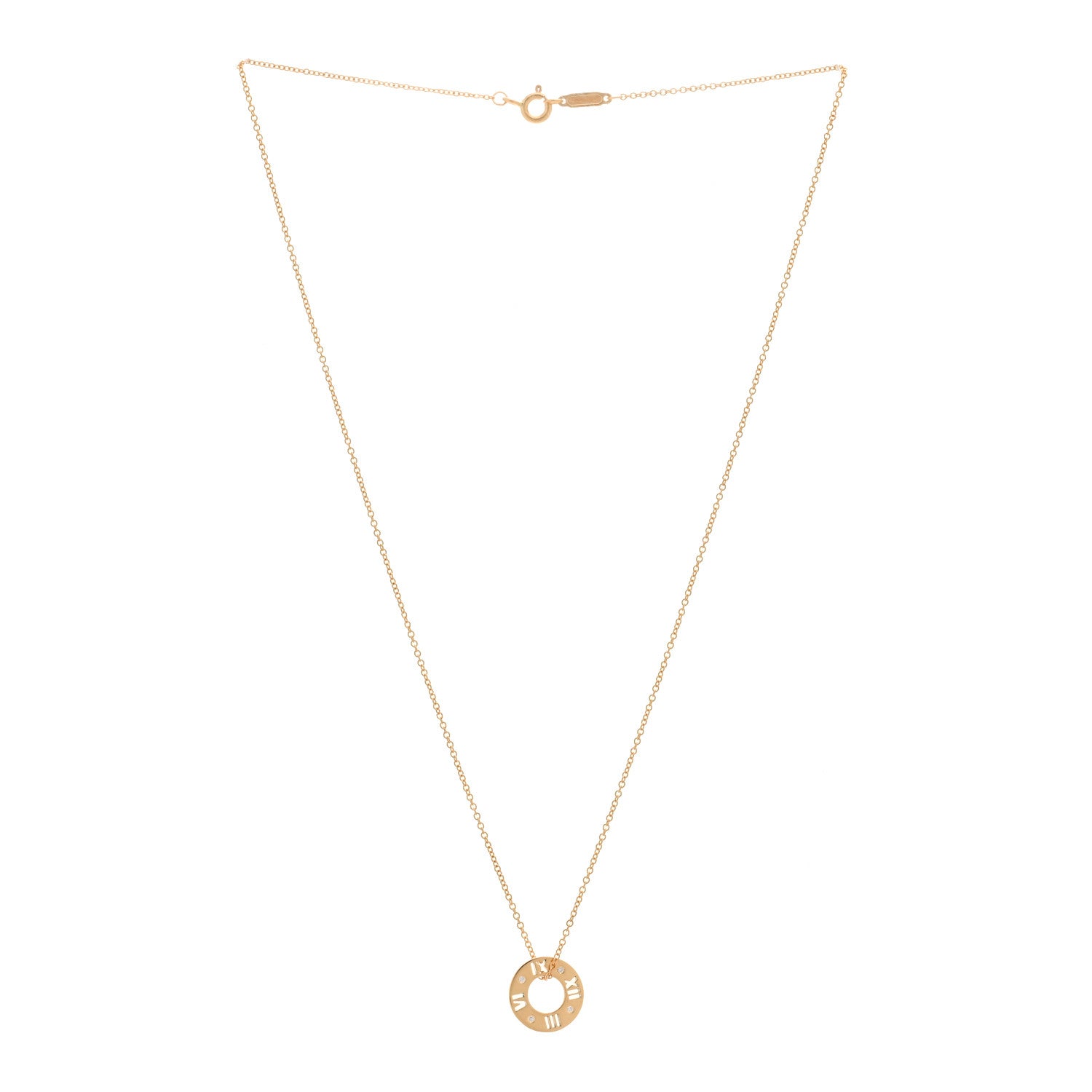 Tiffany 18K Rose Gold Diamond Atlas Pierced Pendant Necklace 2 of 3