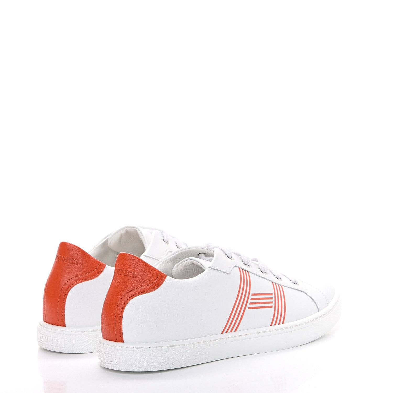 Hermes Calfskin Womens Advantage Sneakers 41 White Orange 4 of 8