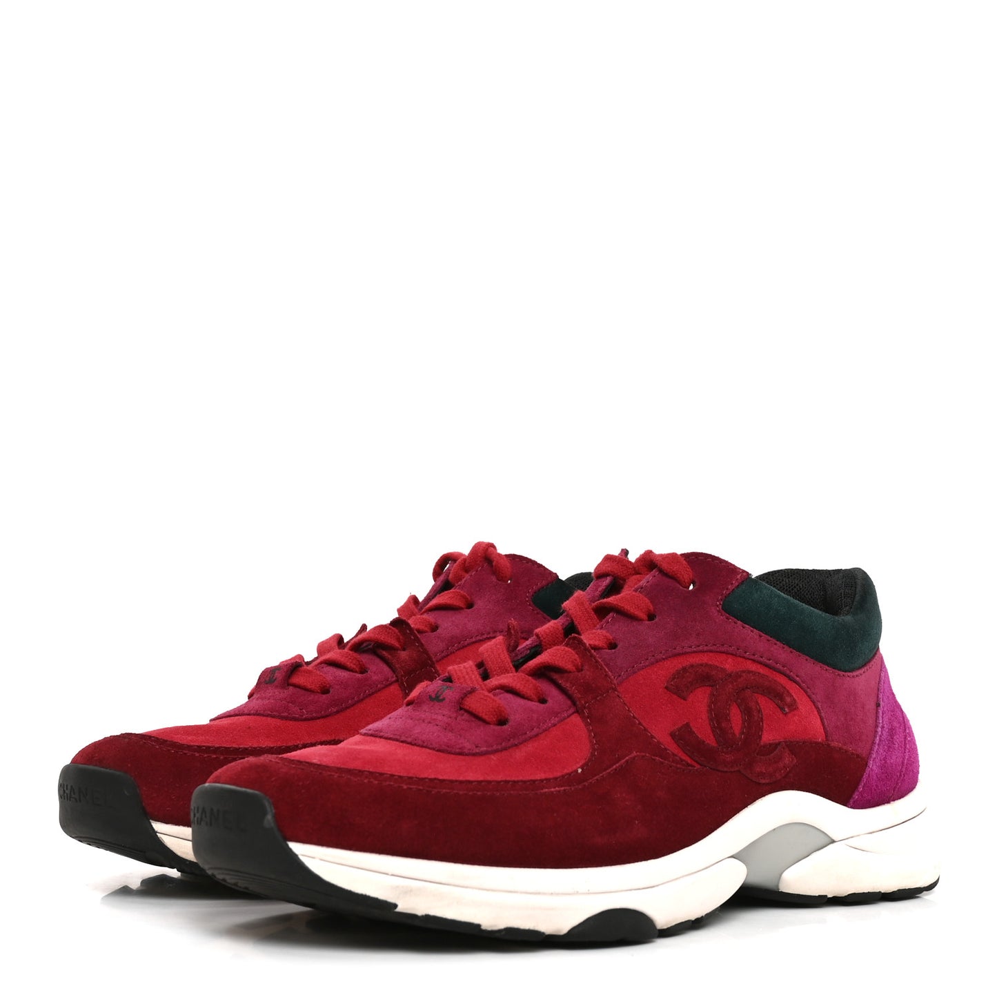 Suede Calfskin CC Sneakers 40 Burgundy Red