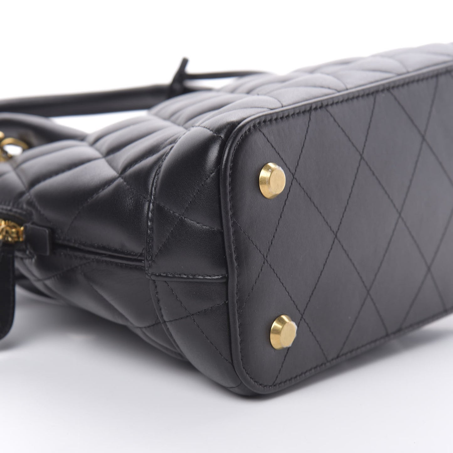Nappa Calfskin Quilted Small Ville Top Handle Bag Black