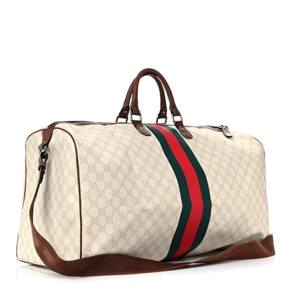 Gucci GG Plus Monogram Web Stripe Large Carry On Duffle Tan 3 of 18