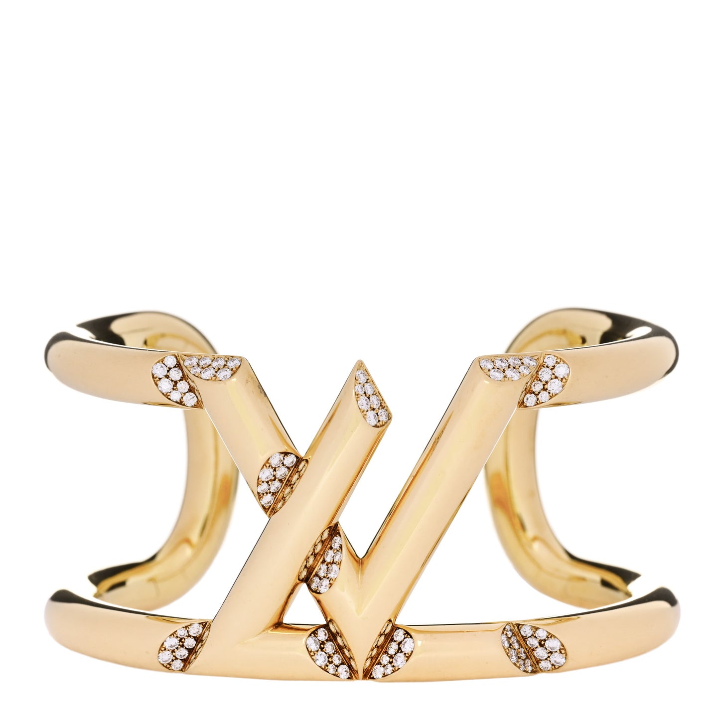 18K Yellow Gold Diamond LV Volt One Cuff Bracelet