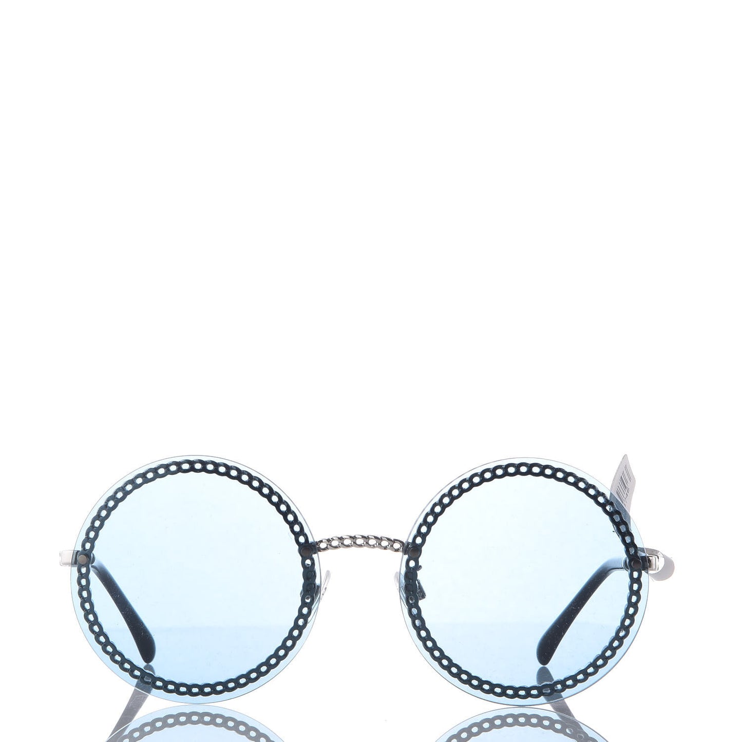Round Removable Triple Hanging Chain Sunglasses 4245 Blue Silver