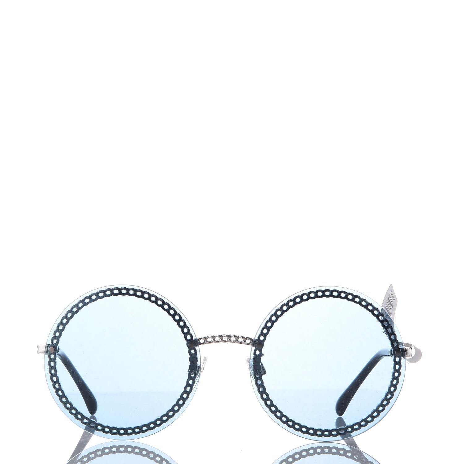 Chanel Round Removable Triple Hanging Chain Sunglasses 4245 Blue Silver 3 of 8