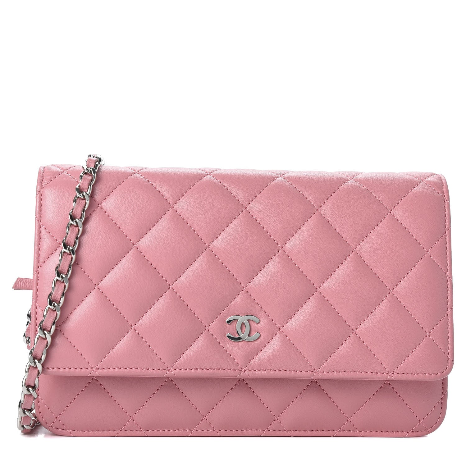 Chanel Lambskin Quilted Wallet On Chain WOC Pink 1 of 9