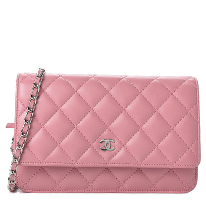 Chanel Lambskin Quilted Wallet On Chain WOC Pink 1 of 9