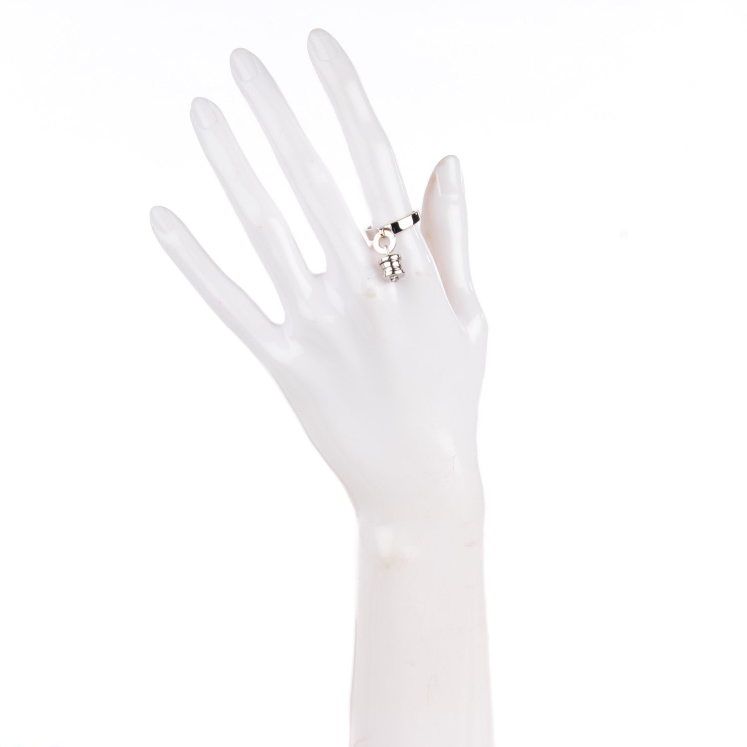 Bulgari 18K White Gold Diamond B.Zero1 Charm Ring 54 6.75 2 of 7