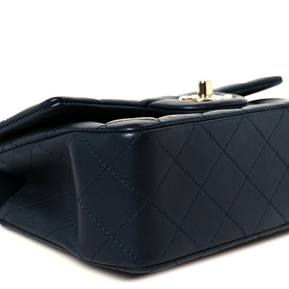 Chanel Lambskin Quilted Mini Top Handle Rectangular Flap Navy Blue 10 of 12