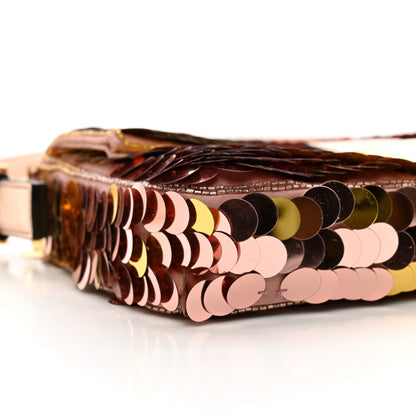 Fendi Sequin Paillettes Vitello Laminato Striped Baguette 1997 Multicolor 7 of 9