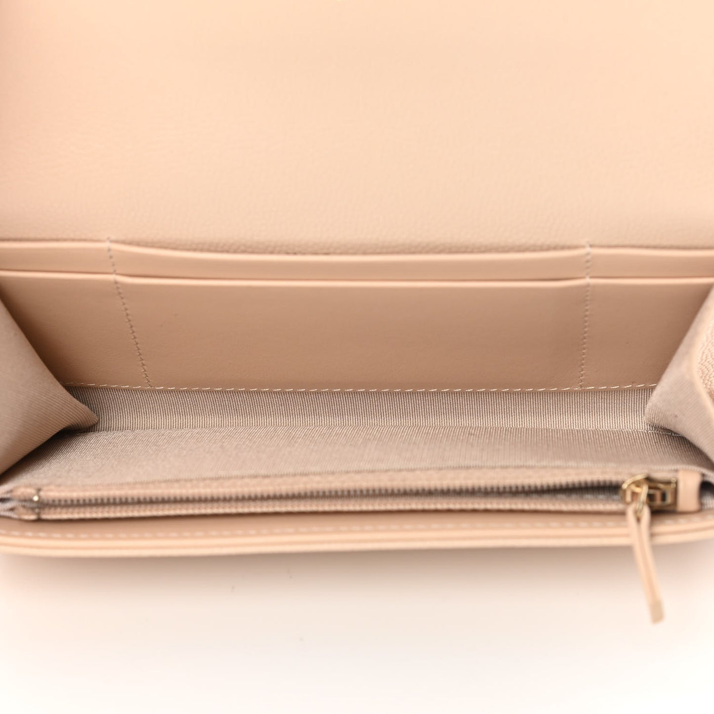 Caviar Pearl Quilted Coco Candy Wallet Beige