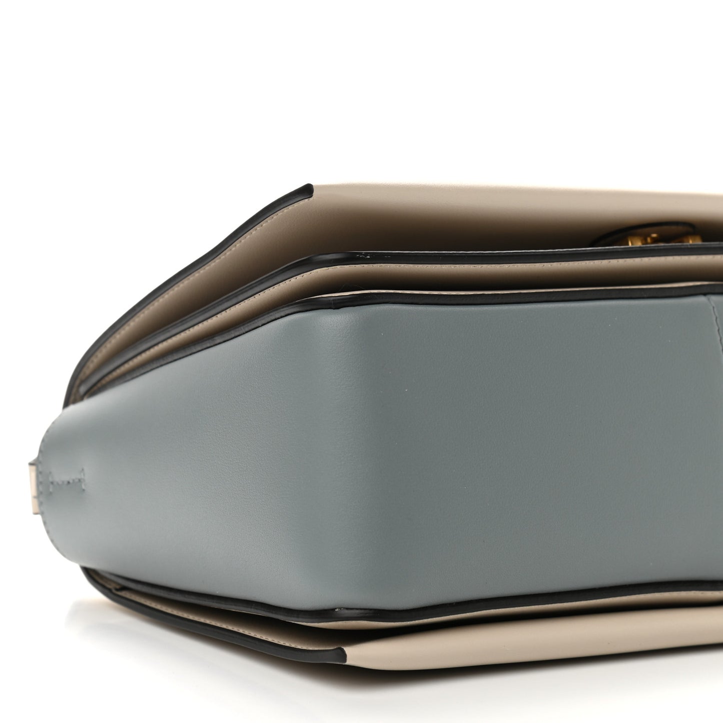 Shiny Smooth Calfskin Medium Frame Shoulder Bag Grege Storm