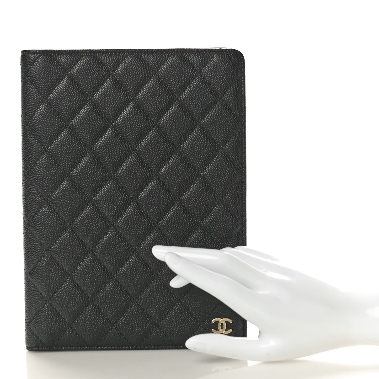 Caviar Quilted Large Agenda Cover Black